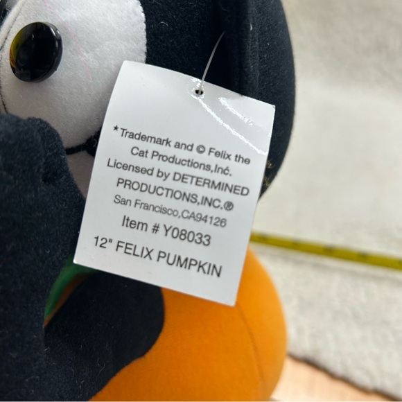 Felix the cat Halloween Plush 12" vintage with tags pumpkin body - Picture 14 of 14